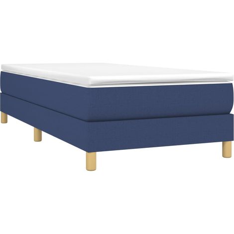 vidaXL Sommier à lattes de lit avec matelas Bleu 90x190 cm Tissu (1/5)
