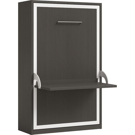 Lit escamotable verticale 90x190 avec bureau Studante-Façade Gris anthracite (1/5)