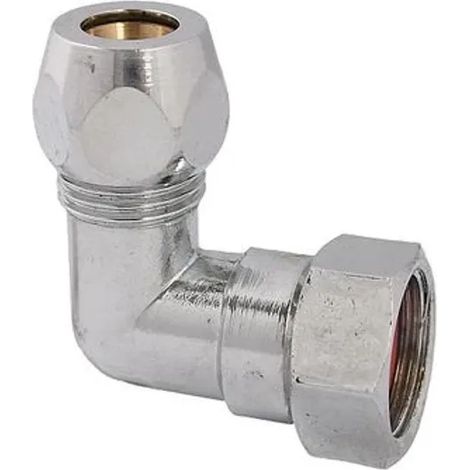 JS Codo con un racor de compresión y tuerca de unión, DN10, 3/8'' x 10mm, cromado, 0018951010001