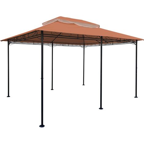 Pavillon Ersatzdach Cape Town - terracotta / 400 x 300 cm - Garten Pavillondach mit Kaminabzug (1/2)