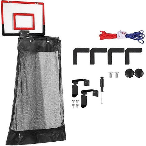 Panier à linge suspendu avec panier de basket, fond zippé et sac en filet amovible - JBMEDIA (1/4)