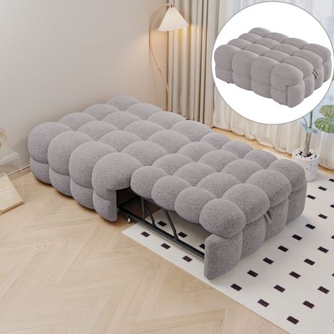 Letto estraibile da 183 cm,divano letto, letto contenitore 2 in 1 con divano letto estraibile, letto singolo in tessuto Teddy - Grigio