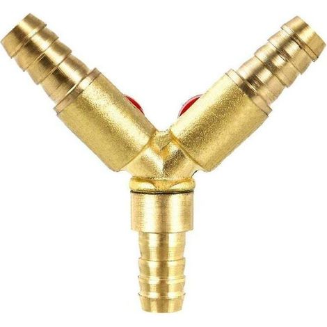 Y Connecteur de tuyau 3 voies séparateur, alliage de laiton et de zinc, 10 mm valve à bille pour eau, huile et gaz pour arrosage de jardin(1 pièce) (1/4)