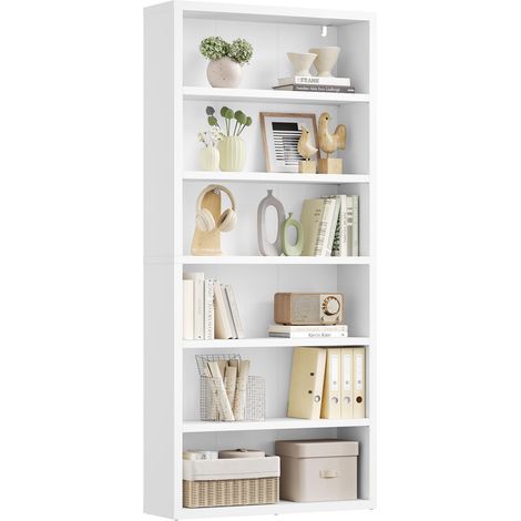 Bibliothèque, Meuble de Rangement, 6 Niveaux, Étagères Réglables (1/5)