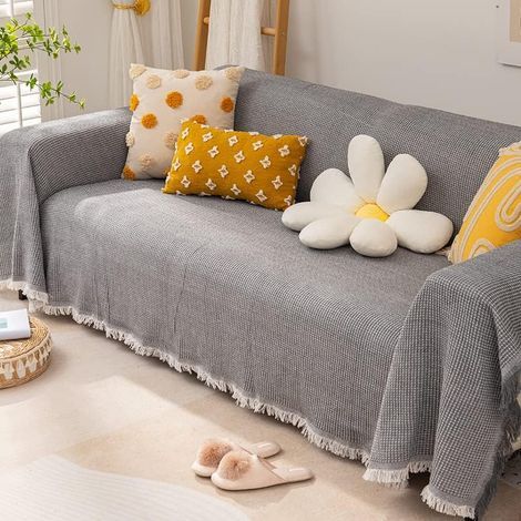Housse de canapé en coton 130 x 180 cm – Protection anti-poussière lavable – Pour enfants et animaux – Tissu doux et respirant (1/5)