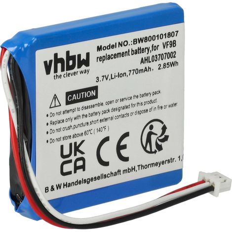 vhbw batteria compatibile con TomTom Start, Start 20, Easy, 1EX00, Start 2, 4EX0.001.11 navigatore GPS (770mAh, 3,7V, Li-Ion)