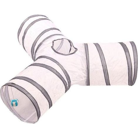 Tunnel pour chat pliable - Structure en Y à 3 voies Cadre acier et polyester - Jeu intérieur et extérieur - 30 cm diamètre (1/3)