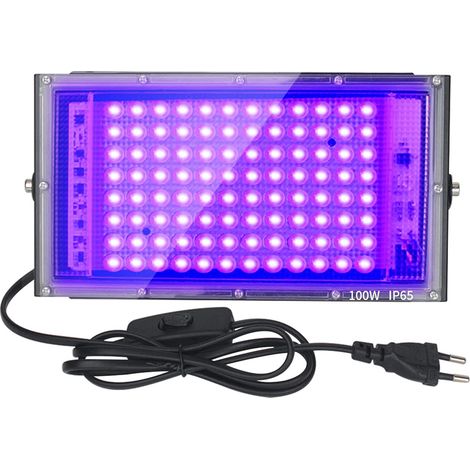 Projecteur UV LED 100W Lumière Noire IP65 Imperméable, Lampe LED Ultra-violet, Eclairage à Effet pour Aquarium, Soirée, Peinture Fluo, affiche fluorescente, Néon, Bar, Fête [Classe énergétique A+++] (1/5)