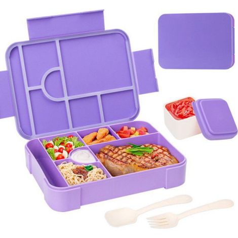1330 ml Kinder-Lunchbox mit Fächern – Auslaufsichere Lunchbox mit Besteck – Geeignet für Kindergarten und (1/5)