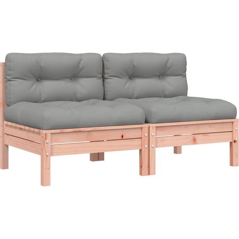 Canapé de jardin Divan de jardin sans accoudoirs et coussins 2 pcs bois douglas (1/5)
