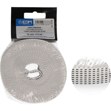 Cinta Persiana EDM Compacto 18mm x 6m Blanco/Negro