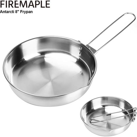 Poêle à frire pliante en acier inoxydable 304 avec un fond composite à trois couches, adaptée au camping en plein air. (1/5)