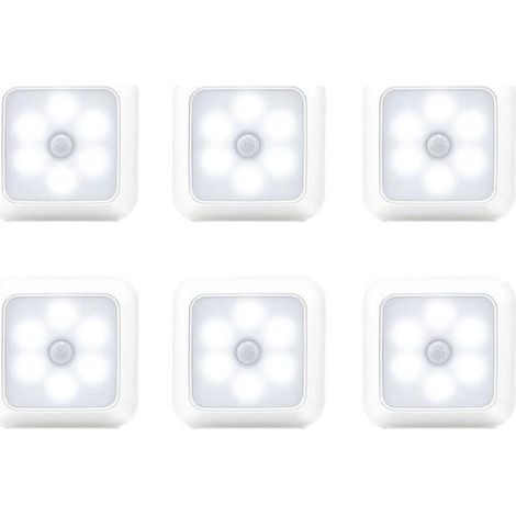 Veilleuse - Lot de 6 - Lampe LED avec détecteur de mouvement - Veilleuse adulte - Éclairage - Lumière LED - Batterie intégrée - Fixation magnétique (1/5)