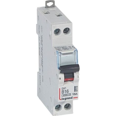 Disjoncteur DX³6000 10kA arrivée haute et départ bas à vis U+N 230V - 16A - courbe B - 1 module - LEGRAND