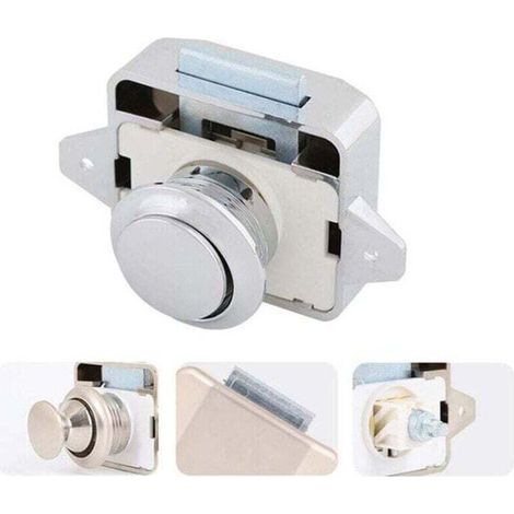 PA Serrures de porte à bouton-poussoir - serrures de porte de placard sans clé pour camping-car, paquet de 5, argent (1/4)
