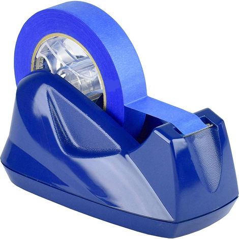 Dévidoir Ruban Adhésif - 1 Unité - Plastique Robuste - Coupe Précise et Base Antidérapante - Bureau et Maison - Bleu (20,1 cm) (1/5)