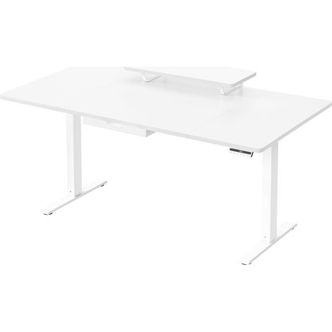 Vasagle – Bureau assis debout électrique réglable 160 x 80 cm – Hauteur 72-120 cm – Support écran flexible – Tiroir – Port USB-C – Rappel de sédentarité (1/4)