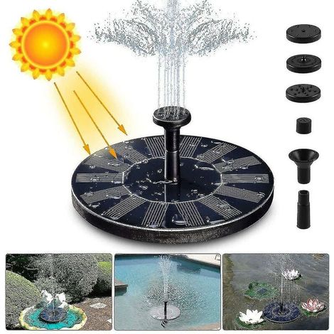 Fontana solare, pompa per laghetto solare da 1,4 W con 4 effetti, pompa per acqua solare con altezza massima di 70 cm, pompa per fontana galleggiante solare (1/5)
