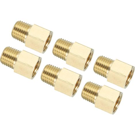 Raccord de Tuyauterie en Laiton Hexagonal, Réducteur Adaptateur de Rallonge de Tuyau de 1/4" NPT Mâle à 1/4" NPT Femelle pour Bec de Baignoire et Douche, Doré (1/5)