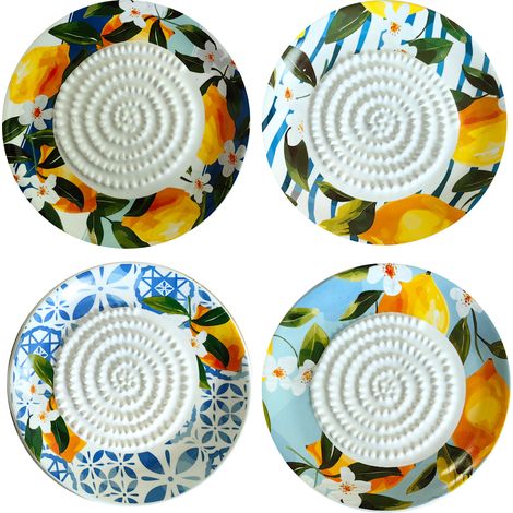 Piatto Grattugia Limone in Ceramica 4 Unità - Ideale per Cucina, Decorazione e Regali Originali