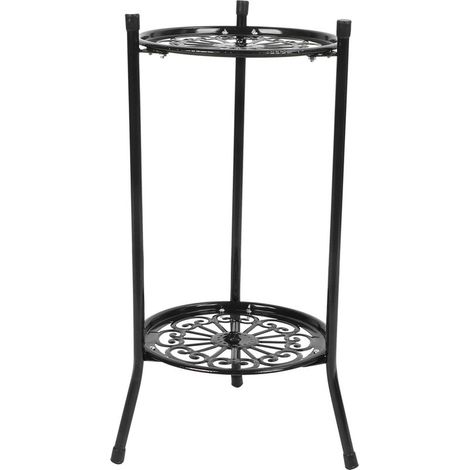 Support de plante en métal à 2 niveaux support de pot de fleur présentoir décoration de la maison accessoires de jardinnoir (1/5)