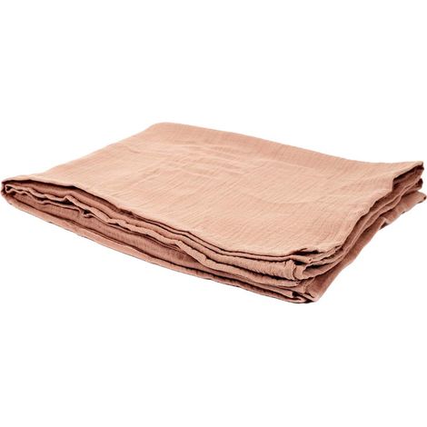 Plaid en Gaze de Coton Rose Poudré 120x150cm (1/4)