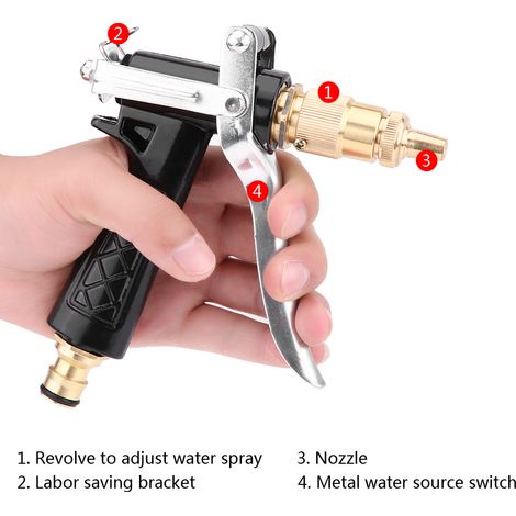 Pistolet haute pression pour lavage auto, nettoyage jardin, arrosage plantes, pulvérisateur à main robuste (1/5)