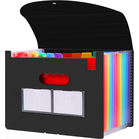 Raccoglitore a 12 scomparti, formato A4, espandibile, per documenti, con chiusura a soffietto, di grande capacità, ideale per ufficio e amministrazione. (1/5)