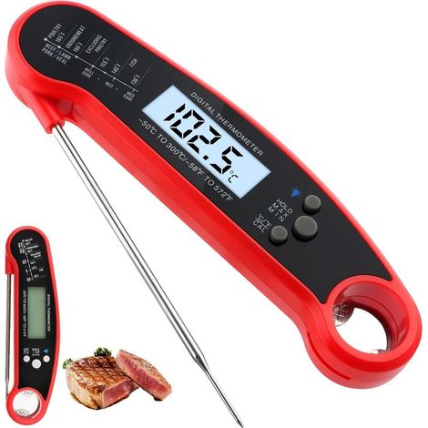 Thermomètre de cuisine, sonde de température de cuisson, écran LCD rétroéclairé et étalonnage pour la cuisson des steaks et des grillades (1/5)