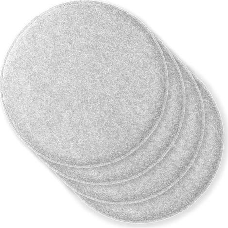 Set di 4 Cuscini Rotondi Antiscivolo in Feltro Grigio 34.5cm (1/5)