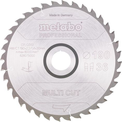 Lama Metabo "multi cut - professional", 190x30, Z36 WZ 5° (628075000)