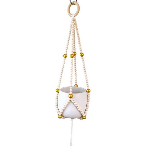 Support Pour Plantes - Suspension En Bois Tissé À 4 Cordes - Pour Intérieur Et Extérieur - Hauteur 62 Cm - 1 Pièce (1/5)