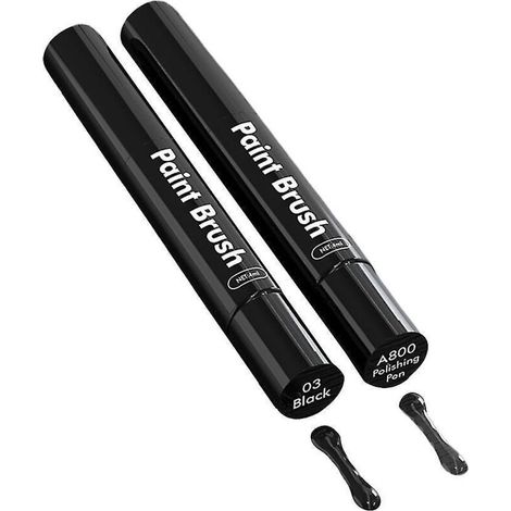 Kit de retouche peinture pour rayures de voiture - Stylo applicateur pinceau - 2 pièces - Noir (1/5)