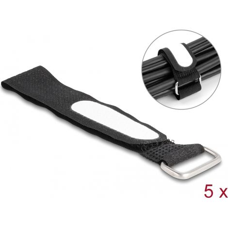 Delock Brida autoadherente con lazo y grifo de etiqueta LA 203 x AN 20 mm negro 5 piezas