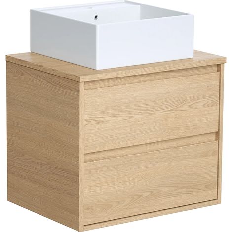 Mobile per bagno sospeso con lavabo da appoggio 60 cm Placcatura rovere - MILIPAM (1/5)