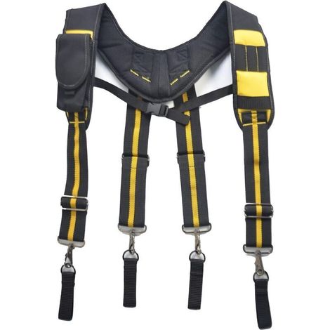 Harnais porte-outils, harnais de travail réglable avec pochette pour téléphone pour électricien et charpentier, noir (1/4)
