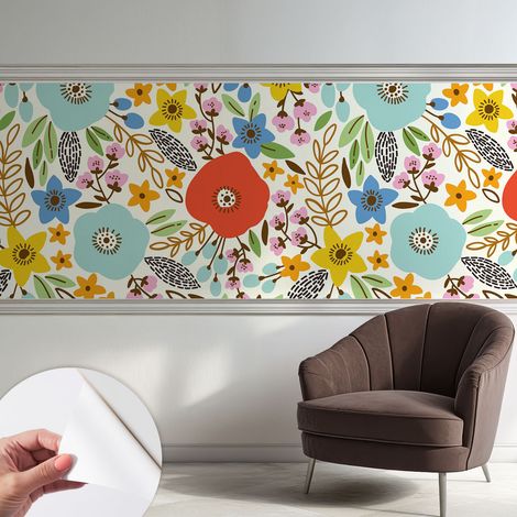 Tapete Selbstklebend - modernes Design - Wohnungsdeko - geruchslos - langlebig Blumenmuster 250x104 cm (1/5)