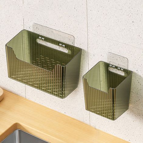 Boîte De Rangement Transparente - Support Adhésif Sans Perçage Pour Porte De Placard - Pour Salle De Bain Cuisine - 20 X 14 X 10 Cm - 1 Pièce (1/5)