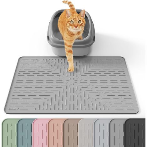 Tapis Litiere Chat en Silicone Caoutchouc(60 40cm), Facile à Nettoyer, Imperméable et Antidérapant, Tapis pour bac a Litiere chat (1/5)