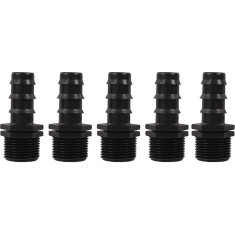 Raccords cannelés pour tuyaux d'irrigation goutte à goutte, 5 pièces, raccords DN 16 à G3/4, connecteurs en plastique pour systèmes d'irrigation goutte à goutte (1/4)