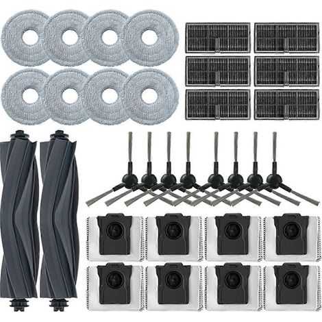 Kit d'accessoires de 32 pièces compatible avec les aspirateurs robots Dreame D20 Ultra / L10s Ultra CE, comprenant une brosse principale, une brosse latérale, une serpillière, un filtre HEPA et un sac (1/5)