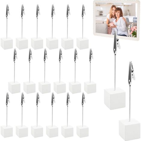 20 Pièces Porte Photo Pince,Mémo et Porte-clips Message,Portes-clip Avec Pince Crocodile et Base en Pin,Stable et Durable,pour la Décoration de Bureau,Mariage (1/5)