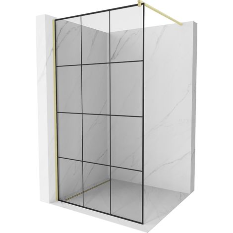 Mexen Kioto Duschwand Walk-in 110 x 200 cm, schwarzes Muster 8 mm, gebürstetes Gold - 800-110-101-55 (1/5)
