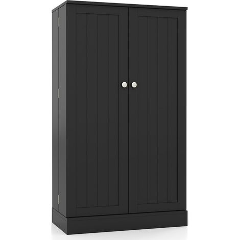 Mobiletto da cucina 59 x 30 x 104 cm con ripiani regolabili design contemporaneo e accogliente in MDF nero 200010215