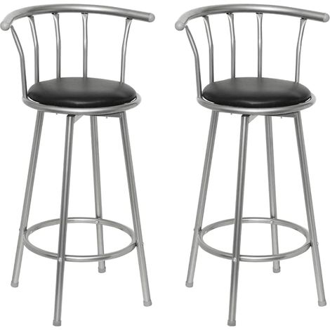 vidaXL Taburetes de cocina 2 unidades cuero sintético negro (1/5)
