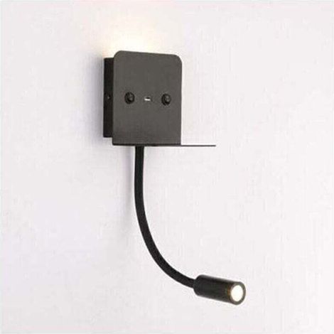 Applique murale + liseuse led 3W avec port usb Noir - Noir (1/4)