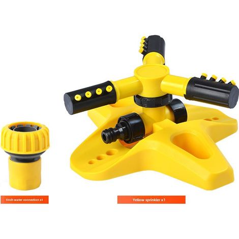 Arrastre automático giratorio de 360 grados para la casa, el jardín y la pelousa. Posiblemente esté conectado a un arroseur en serie (arroseur jaune 1, raccord d'eau de 1 pouce 1). (1/5)