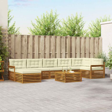 Outdoor-Sofagarnitur 8 pcs Natur und Creme Massivholz Akazie