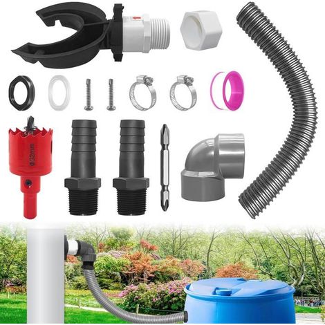 1 pièce Récupérateur d'eau de pluie, raccord pour citerne en PVC/caoutchouc, collecteur pour descentes 70–100 mm, usage jardin et entretien domestique