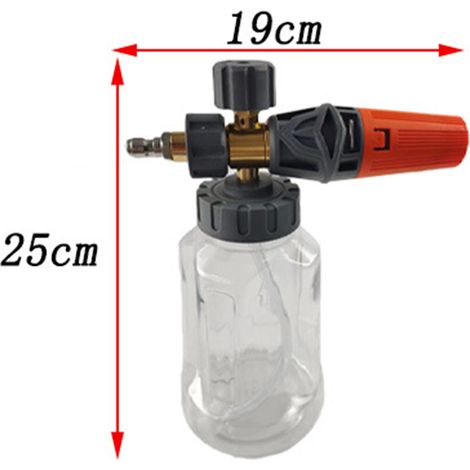 Lancia schiumogena per idropulitrice, lancia da neve regolabile, Car Blaster con attacco rapido da 1/4'' e flacone trasparente da 1 litro. (1/4)